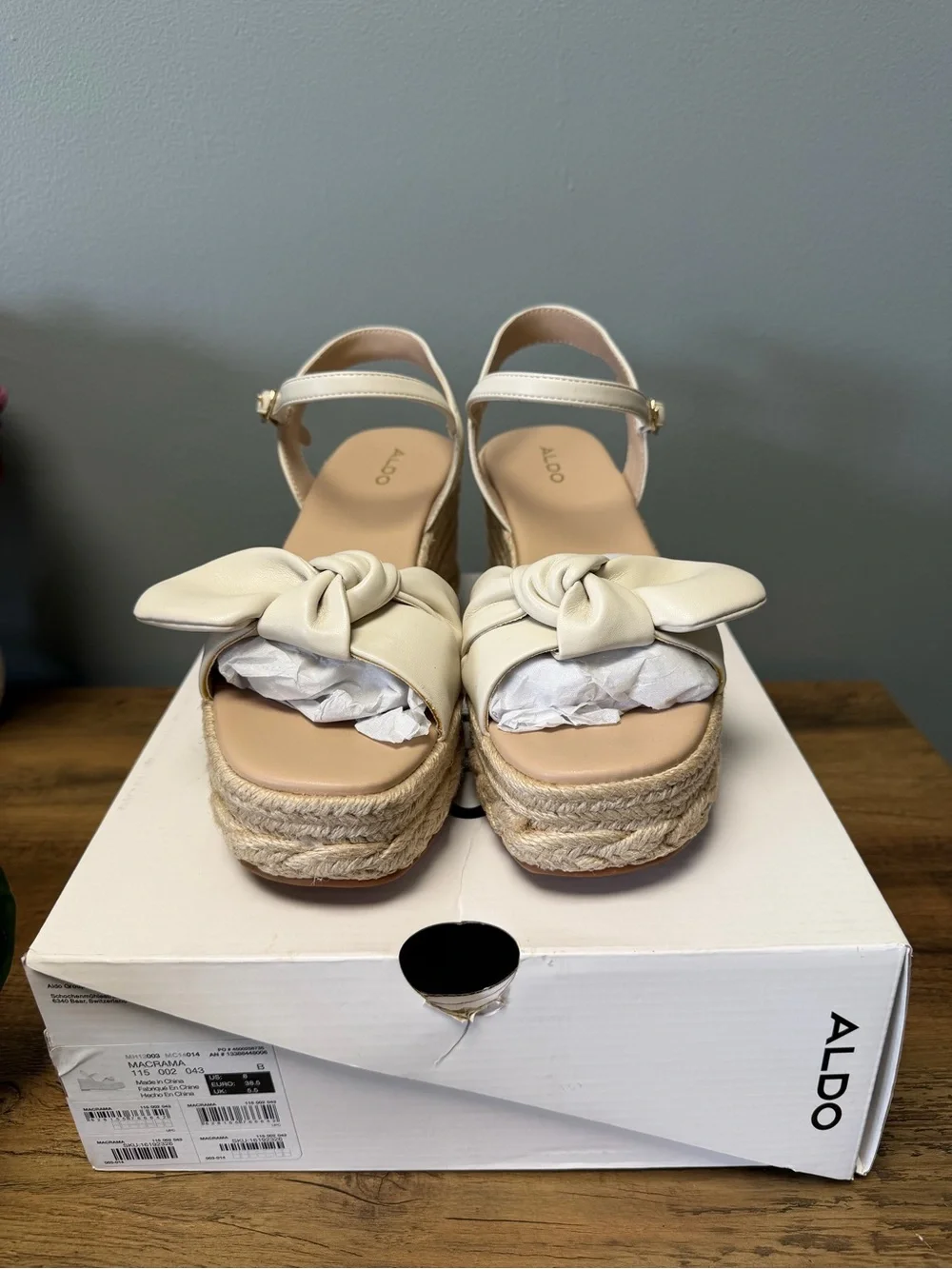 Aldo Women’s Macrama Espadrille Platform Wedge Sandals. Size 8. NWT/In Box.